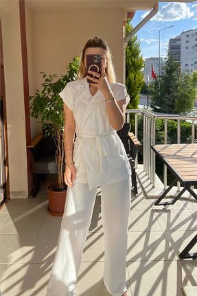 ست بالاتنه و پائین تنه سفید زنانه تریکو Butik - کد 860609185