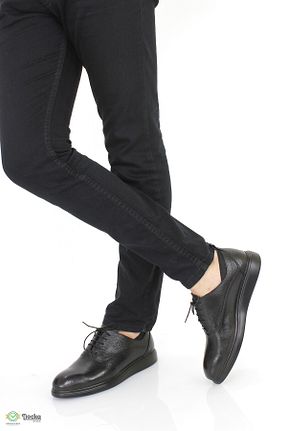 کفش کژوال مشکی مردانه چرم خالص DOCKA - کد 873061603