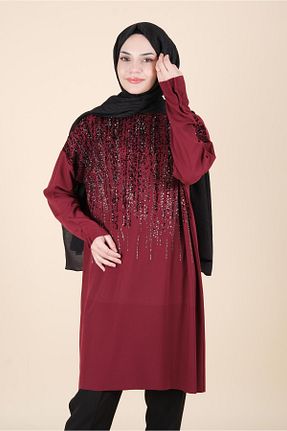 تونیک حجاب زرشکی زنانه بافت MissWhence - کد 873074780