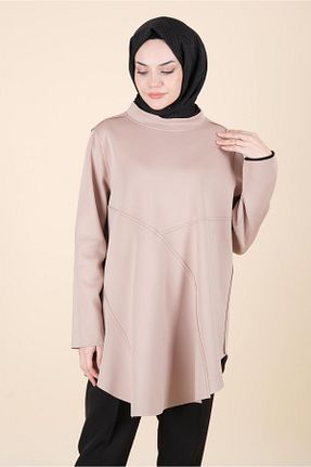 تونیک حجاب بژ بافتنی QEFFA GİYİM - کد 873075315
