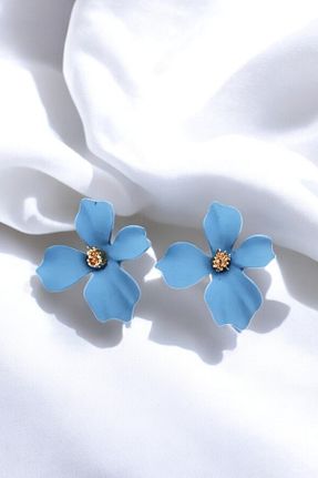 گوشواره جواهر آبی فلزی PETEK AKSESUAR - کد 34391008