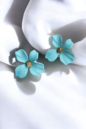 گوشواره جواهر فیروزه ای فلزی PETEK AKSESUAR - کد 645930321