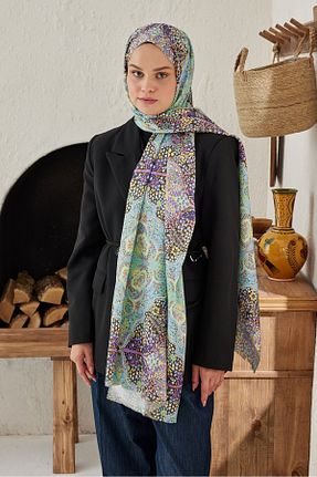 شال سبز زنانه ابریشم Modakaşmir - کد 873173182