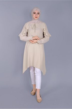 تونیک حجاب بژ زنانه پلی استر Alvina - کد 873174789