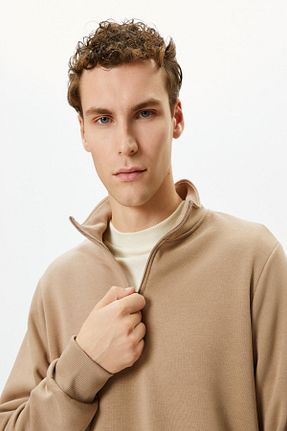 سوئیشرت قهوه ای مردانه ساده Koton - کد 868936169