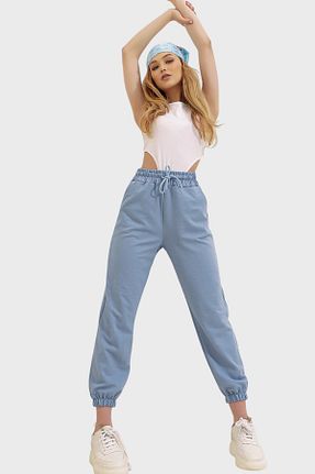 شلوار کرمگن آبی زنانه Relaxed Trend Alaçatı Stili - کد 260142507