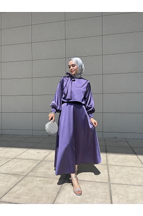 لباس مجلسی و فارغ التحصیلی بنفش زنانه اورسایز CHUL - کد 873218099
