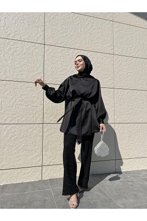 لباس مجلسی و فارغ التحصیلی مشکی زنانه ساتن CHUL - کد 873259039