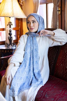 شال آبی زنانه پنبه ای hkpolo - کد 873298744