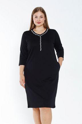 لباس سایز بزرگ مشکی زنانه پنبه ای İntensive - کد 873347344