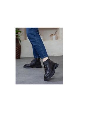 بوت / نیم بوت مشکی زنانه چرم خالص Mammamia - کد 873295290