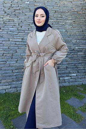 ترنچکت حجاب قهوه ای زنانه بدون آستر Oven - کد 848502341