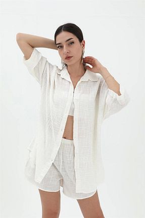 ست بالاتنه و پائین تنه نباتی زنانه کتان GIDY - کد 873351189