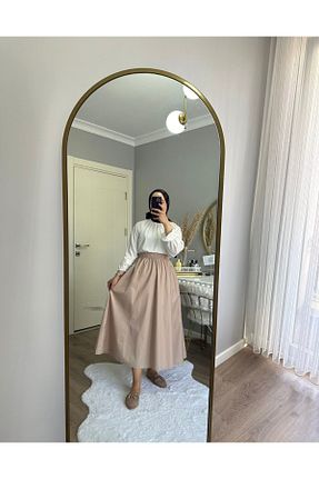 دامن بژ زنانه پنبه ای GOFRE - کد 873359651
