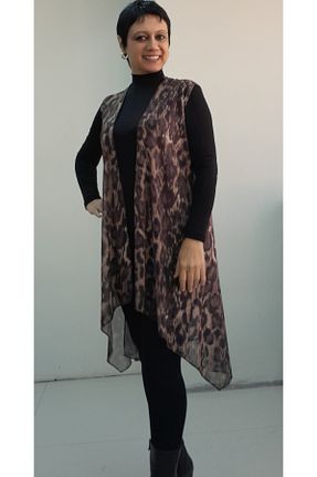 جلیقه سایز بزرگ قهوه ای زنانه سایز بزرگ Mertcan Butik - کد 873385673
