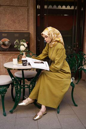 لباس حجاب خاکی زنانه رگولار Tuğba - کد 873385531