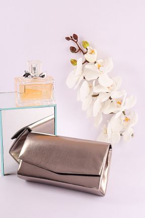 کیف مجلسی طلائی زنانه چرم مصنوعی weem bag - کد 871671861