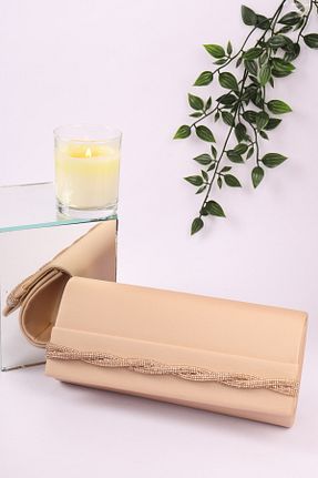 کیف مجلسی بژ زنانه چرم مصنوعی weem bag - کد 868566217