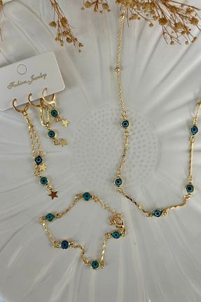 ست جواهر طلائی زنانه 3 تایی Trendy Butik - کد 873417776