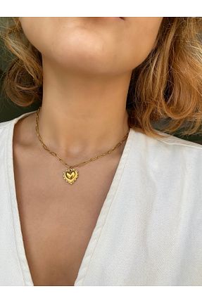 گردنبند استیل ( فولاد ) طلائی زنانه استیل (فولاد) Acra Jewelry - کد 870627240