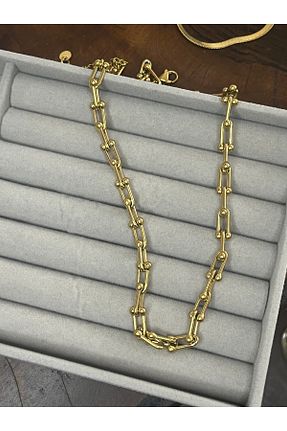 گردنبند استیل ( فولاد ) طلائی زنانه استیل (فولاد) Acra Jewelry - کد 868057467
