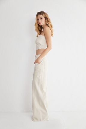 شلوار جین نباتی زنانه پاچه پهن Elle - کد 858161821