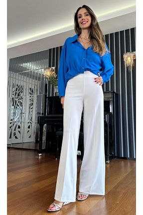 شلوار سفید زنانه پنبه - پلی استر - الاستین Atelier Derin - کد 823887949