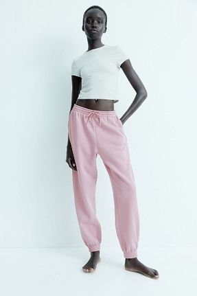 شلوار کرمگن صورتی زنانه پاچه کش دار H&M - کد 873307162