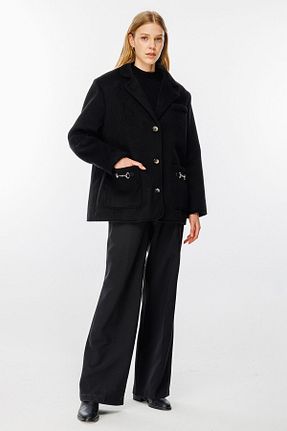 پالتو پشمی حجاب مشکی زنانه اورسایز Hooopstore - کد 873628295