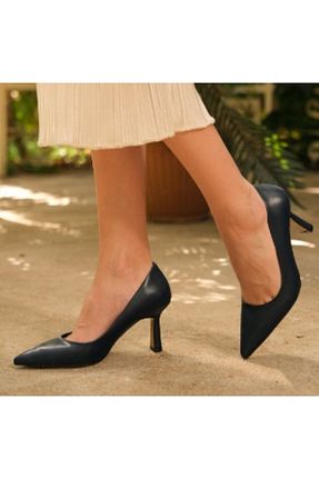 کفش پاشنه بلند کلاسیک سرمه ای زنانه چرم مصنوعی Park Moda - کد 873679143