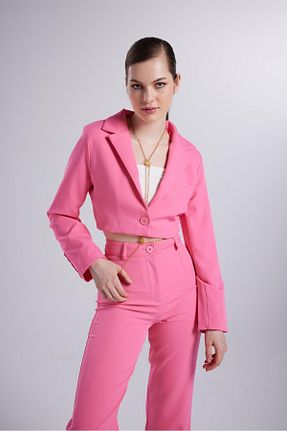 کت بلیزر صورتی زنانه پلی استر HOLLY LOLLY - کد 270782555