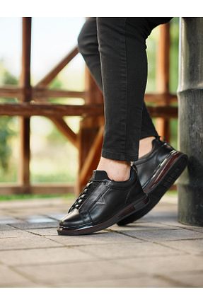 کفش اسنیکر مشکی مردانه چرم اصل ByItallanoshoes - کد 760361222
