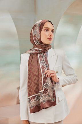 شال قهوه ای زنانه پلی ساتن Cardion - کد 873696825