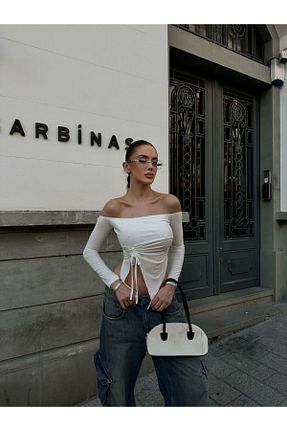 بلوز سفید زنانه ساده ALLEYTA - کد 873737701