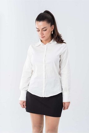 پیراهن سفید زنانه رگولار Butik - کد 873793845