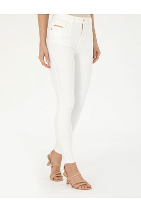 شلوار جین سفید زنانه پاچه تنگ Pierre Cardin - کد 834892597