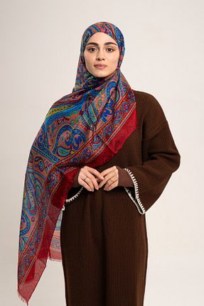 شال قرمز زنانه ابریشم CHALE - کد 873783331