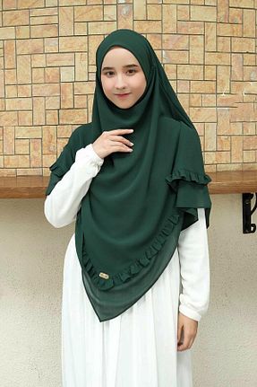 روسری سبز شیفون Hasna Tesettür - کد 865795123