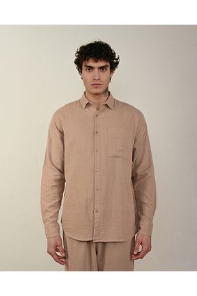 پیراهن بژ مردانه گشاد İLKCET MODA - کد 873799536