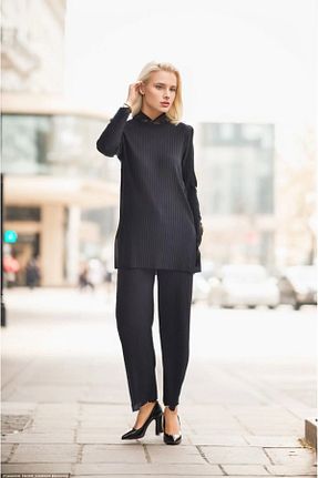 ست بالاتنه و پائین تنه مشکی زنانه بافت Atelier Lina - کد 873822424