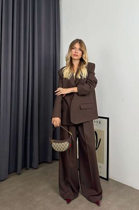کت قهوه ای زنانه اورسایز Sue Store - کد 865215326