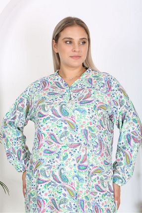 لباس سایز بزرگ سفید زنانه پنبه ای volkitolki - کد 873893198