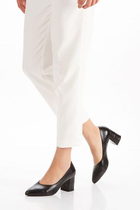 کفش پاشنه بلند کلاسیک مشکی زنانه چرم خالص elvinshoes - کد 873826664