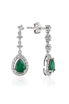 گوشواره الماس سبز زمرد Sembol Gold - کد 41293043