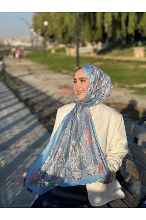 شال آبی زنانه پنبه ای QASSA SHAL - کد 873961783