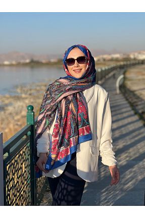 شال آبی زنانه پنبه ای QASSA SHAL - کد 879905392