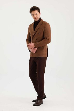 کت قهوه ای مردانه اسلیم فیت Savira - کد 874007730