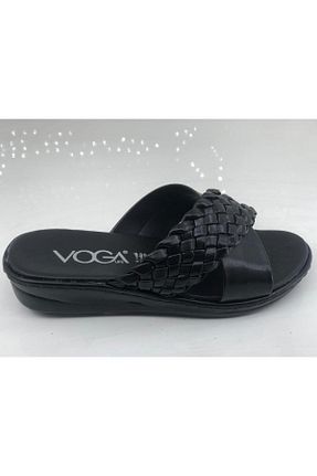 دمپائی مشکی زنانه چرم مصنوعی Voga - کد 709521987