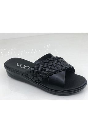دمپائی مشکی زنانه چرم مصنوعی Voga - کد 709521987