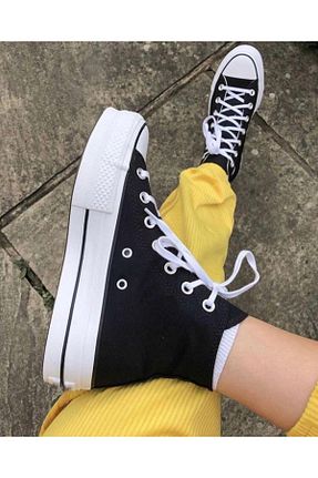 کفش اسنیکر مشکی زنانه بند دار Big Sole Step - کد 874021892